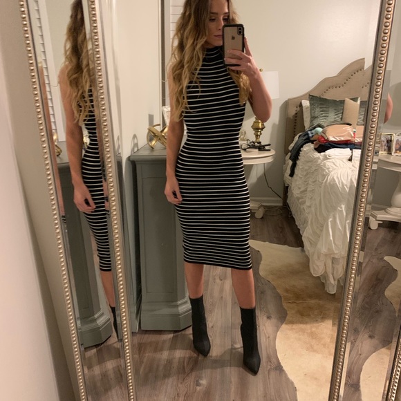 Michael Kors Dresses & Skirts - Black and white stripped midi dress